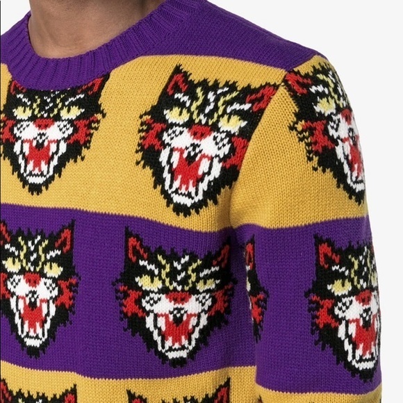 NWT Gucci Unisex cat sweater soft wool men’s Large XL Extra Large 100% authentic - Picture 5 of 16